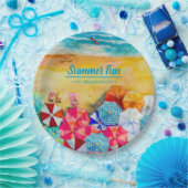 Paraplu's op de zand papieren bordje (Feest)