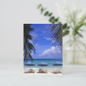 paraplu's op het strand van St. Maarten, Caribisch Briefkaart (Staand voorkant)