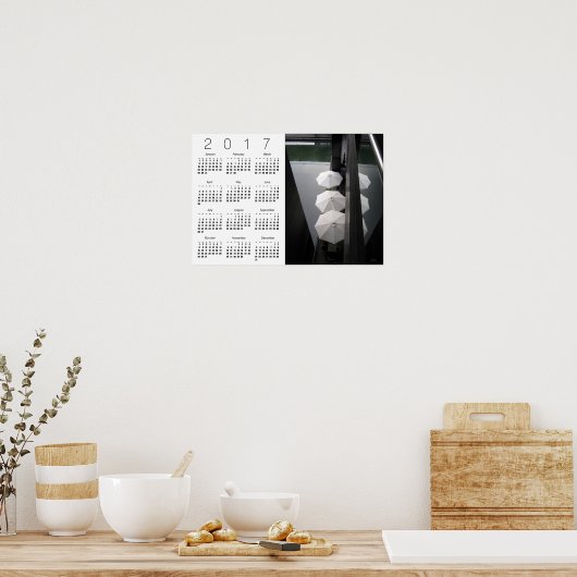 Paraplu's Paris Wit Kalender Poster 2017 (Keuken)