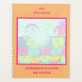 Paraplu's Sinaasappel Kleurrijke School Classroom Planner (Voorkant)