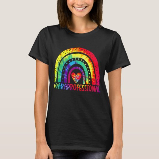 Paraprofessional Para Squad Tie Dye Rainbow Back T T-shirt (Voorkant)