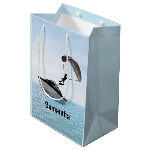 Parasailing design medium cadeauzakje (Achterkant Gekanteld)