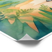 Parasauralophus Waterverf Dinosaurus Nursey Art Poster (Hoek)