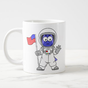 Parasaurolophus Astronaut met Amerikaanse vlag. Extra Grote Beker