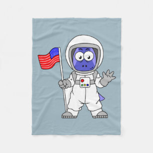 Parasaurolophus Astronaut met Amerikaanse vlag. Fleece Deken