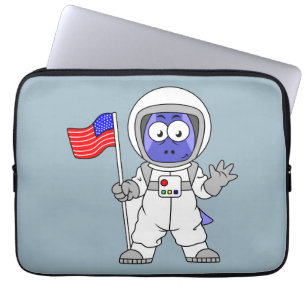 Parasaurolophus Astronaut met Amerikaanse vlag. Laptop Sleeve