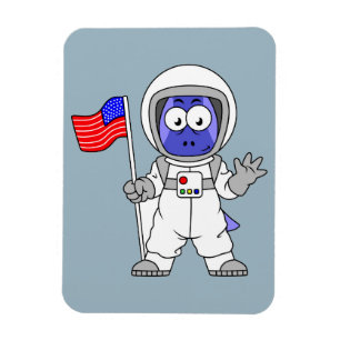 Parasaurolophus Astronaut met Amerikaanse vlag. Magneet