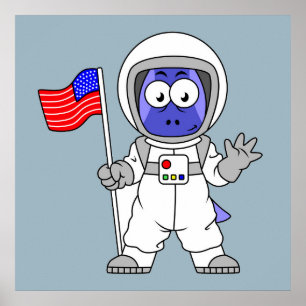 Parasaurolophus Astronaut met Amerikaanse vlag. Poster
