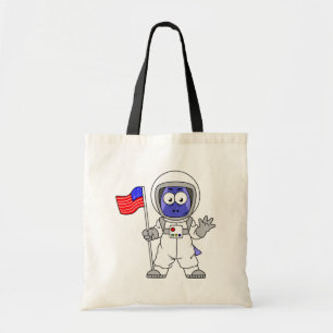 Parasaurolophus Astronaut met Amerikaanse vlag. Tote Bag