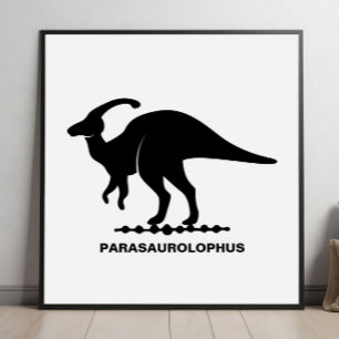 Parasaurolophus dinosaurus silhouet poster