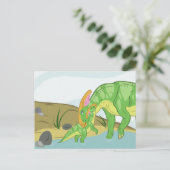 Parasaurolophus Mam en Baby Briefkaart (Staand voorkant)