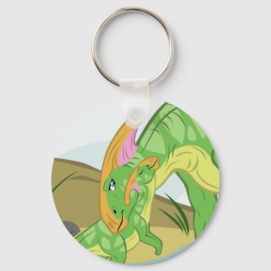 Parasaurolophus Mam en Baby Sleutelhanger (Voorkant)