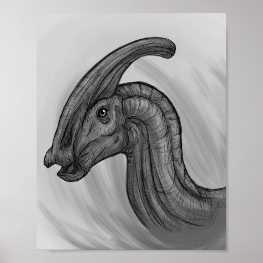 Parasaurolophus Sketch Poster (Voorkant)