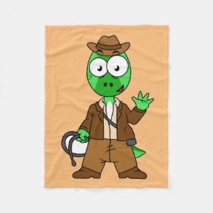 Parasaurolophus verkleed als Indiana Jones. Fleece Deken