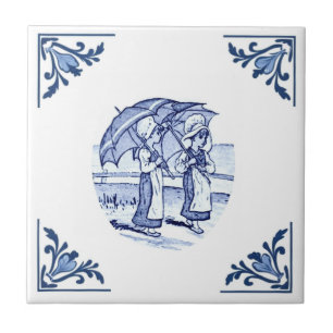 Parasol Meisjes Delft Hoek Blauw en Wit Tegeltje