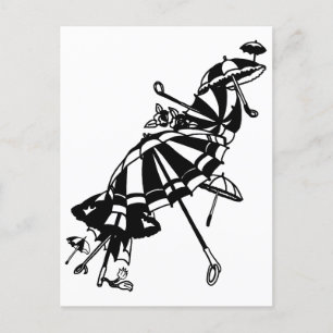 Parasols Parasols Parasols Illustratie inkt kunst Briefkaart