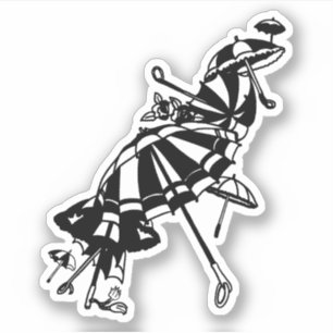 Parasols Parasols Parasols Illustratie inkt kunst Sticker