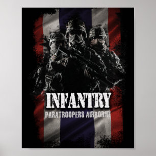 Paratroopers, luchtinfanterie met Thaise vlag. Poster