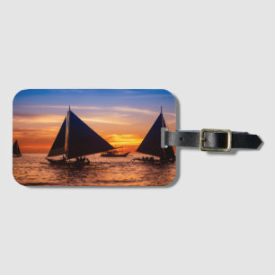 Paraw Sailing op zonsondergang Phillipines Bagagelabel
