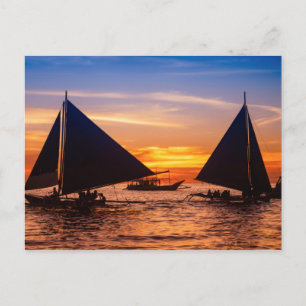 Paraw Sailing op zonsondergang  Phillipines Briefkaart