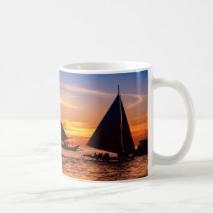 Paraw Sailing op zonsondergang  Phillipines Koffiemok