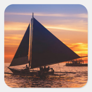 Paraw Sailing op zonsondergang Phillipines Vierkante Sticker