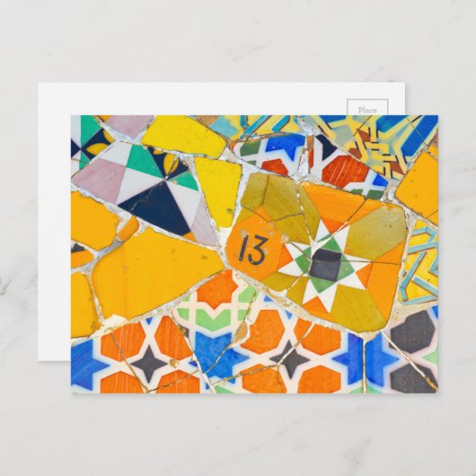 Parc Guell Ceramic Tegels in Barcelona, Spanje Briefkaart (Voorkant / Achterkant)