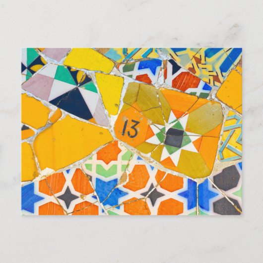 Parc Guell Ceramic Tegels in Barcelona, Spanje Briefkaart (Voorkant)