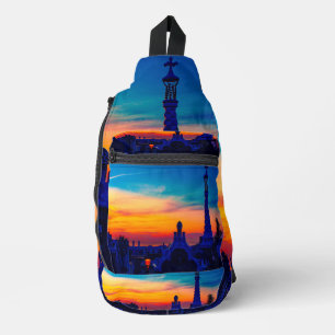 Parc Güell geïnspireerde reistas met schouderband Sling Bag