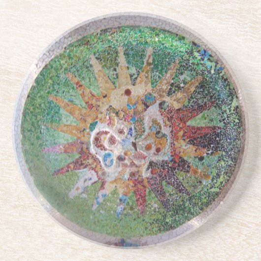 Parc Guell Green Mosaic Zandsteen Onderzetter (Voorkant)