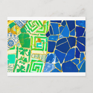 Parc Guell Groene Tegels in Barcelona Spanje Briefkaart