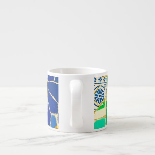 Parc Guell Groene Tegels in Barcelona Spanje Espresso Kop (Achterkant)