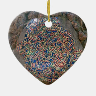 Parc Guell Mosaic Rainbow en Oranje Heart Keramisch Ornament