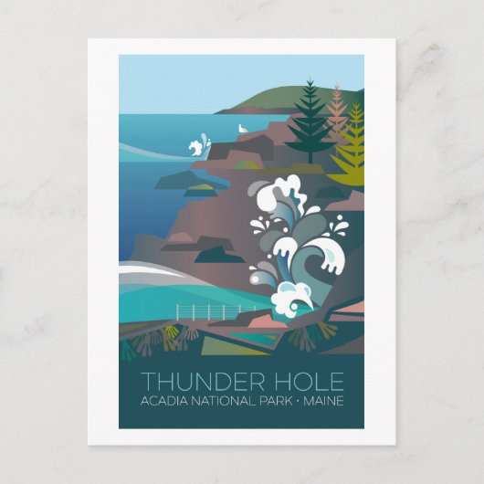 Parc national Acadia, carte postale Thunder Hole (Devant)