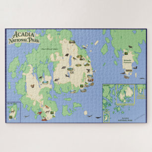 Parc national d'Acadia - Puzzle de la carte illust