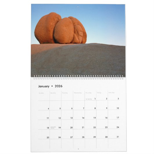 Parc national de Joshua Tree - Calendrier (Jan 2026)