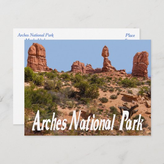 Parc national des Arches, carte postale Moab Utah (Devant / Derrière)