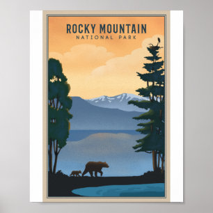 Parc national des Rocheuses Litho Poster d'oeuvres