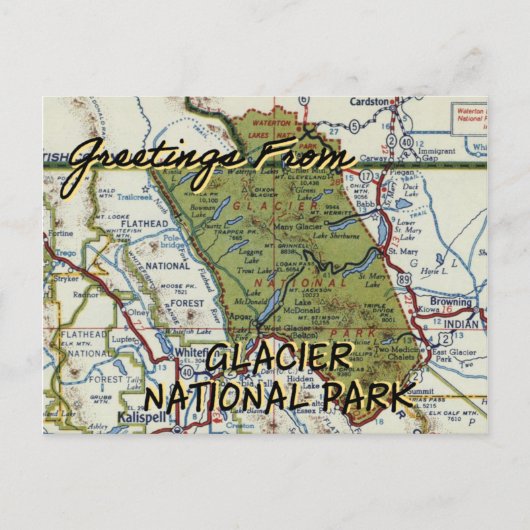 Parc national du Glacier Carte Vintage (Devant)