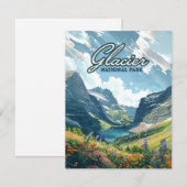 Parc national du Glacier Montana Lake Carte rétro (Devant / Derrière)