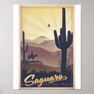 Parc national du Saguaro Litho Poster