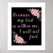 "Parce Que Mon Dieu Est En Moi" Poster Black Wall (Devant)