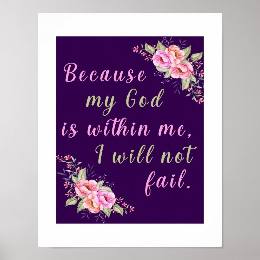 "Parce Que Mon Dieu Est En Moi" Poster Mur Violet (Devant)