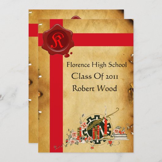 PARCHEMENT DE DIPLÔME, Invitations de monogrammes (Devant / Derrière)