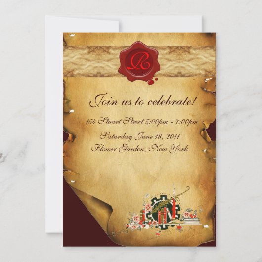 PARCHEMENT DE DIPLÔME Invitations DU MONOGRAMME DE (Dos)