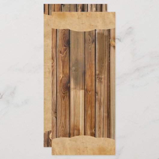 Parchemin de bois Mariage campagnard rustique Menu (Devant / Derrière)