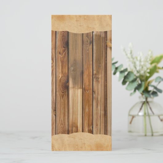 Parchemin de bois Mariage campagnard rustique Menu (Debout devant)