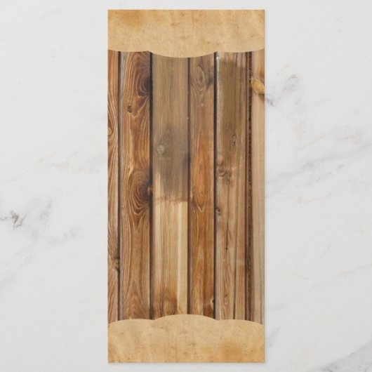 Parchemin de bois Mariage campagnard rustique Menu (Devant)