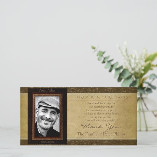 Parchemin en cuir Faux Photo Sympathy Merci (Debout devant)