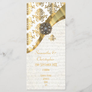 Parchemin or et blanc église programme de mariage